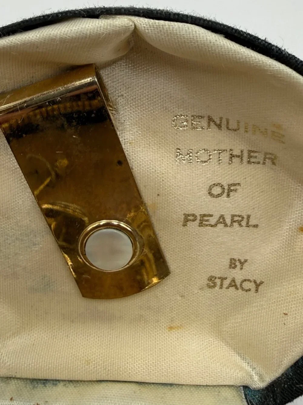 NIB Vintage Genuine Mother of Pearl by Stacy Cuff Link + Clips Set